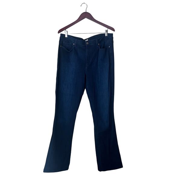 Paige Women’s Hourglass Dark Wash Denim Flare Jeans Stretch Curvy 34 Plus - Picture 1 of 8